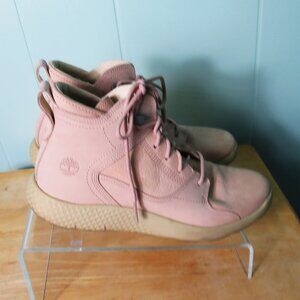Timberland Suede Ankle Boots Pink Lace Up Size 8